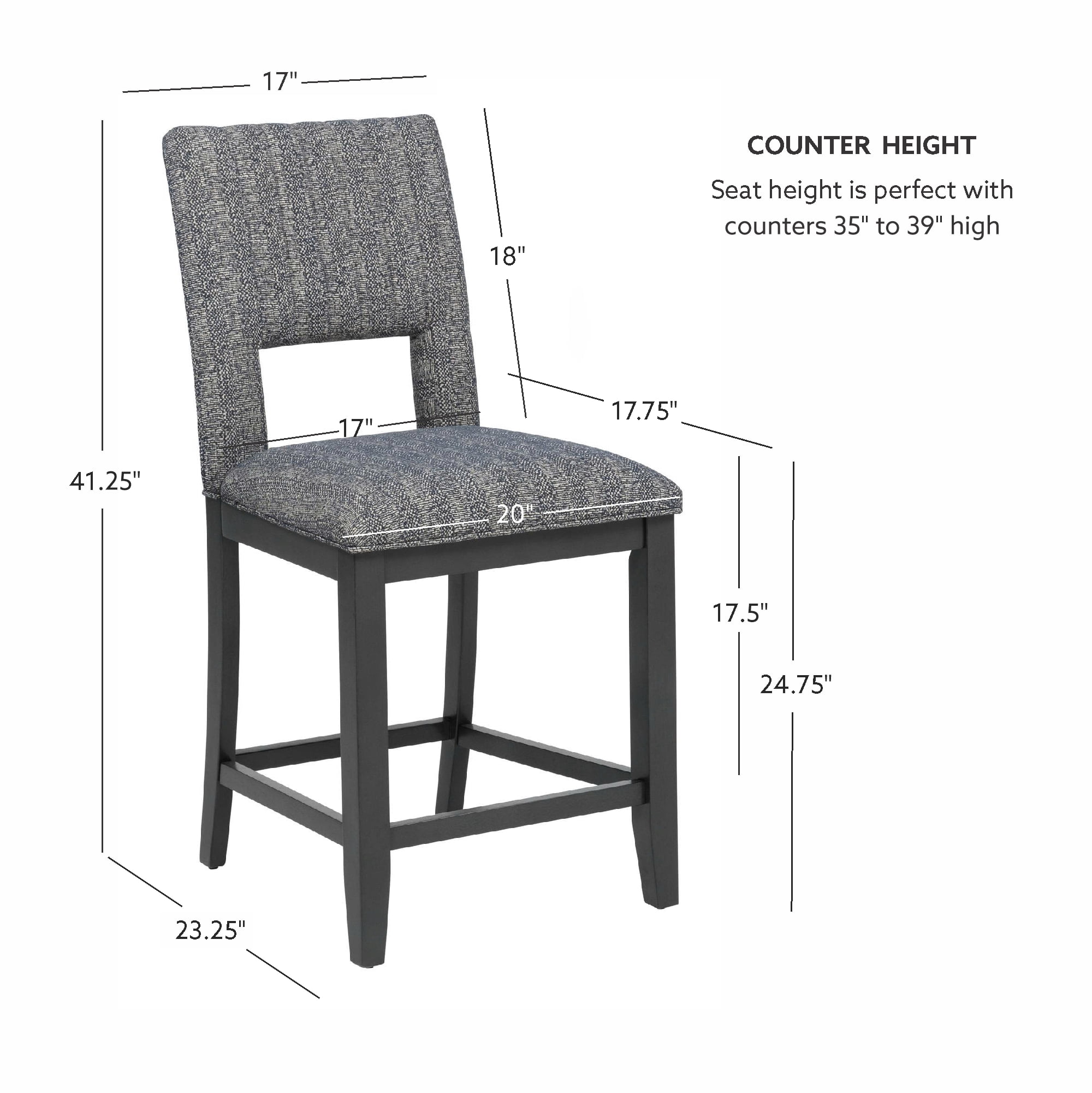 Powell Rankin 25" Indoor Counter Stool, set of 2, Charcoal