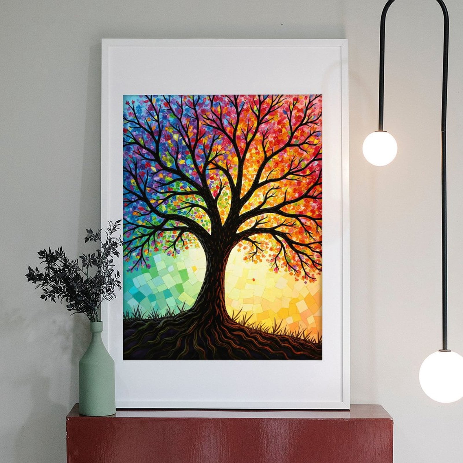 Diamond Art Kit for Adults, Colorful Mosaic Tree Art Scene Diamond Painting for Adults Beginners, 5D DIY Diamond Art Painting Kits, Colorful Diamond Painting Craft for Home Decor 12x16