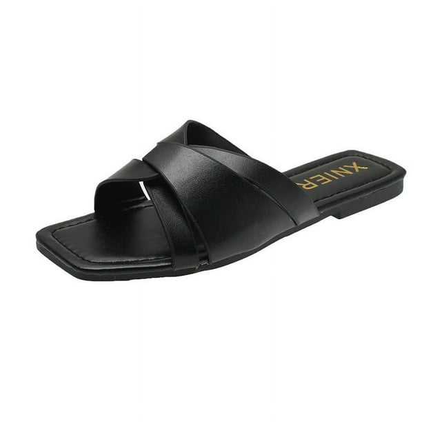 Amzcrzy Zapatos de mujer,Zapatos de mujer,Zapatillas de mujer, Sandalias cuadradas de tacón plano para mujer, zapatillas de una sola línea, zapatos transpirables Sandalias Mujer Zapatillas De Casa