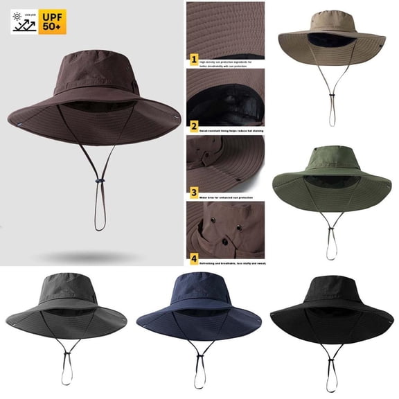 Bxsruta Unisex Adjustable Fisherman Hat Sun Protection Waterproof Windproof for Hiking Outdoor Camping
