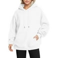 thumbnail image 1 of IMENGL Solid Color Plush Thick Raglan Sleeve hooded sweater Autumn Winter, White XL, Size M-2XL, 1 of 2