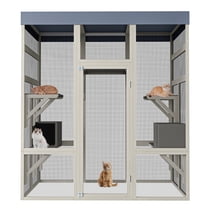 Easmvetaln 3-Story Spacious Large Indoor Cat House with 5 Platforms and 2 Resting Boxes, Gray