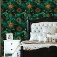 thumbnail image 6 of Boho Peel and Stick Wallpaper Vintage Celestial Moons Stars Emerald Indigo 23.6in x 9.8ft Self Adhesive Removable Wall Paper Renter Friendly Wall Covering for Kids Room Bedroom Nursery Cabinet, 6 of 8