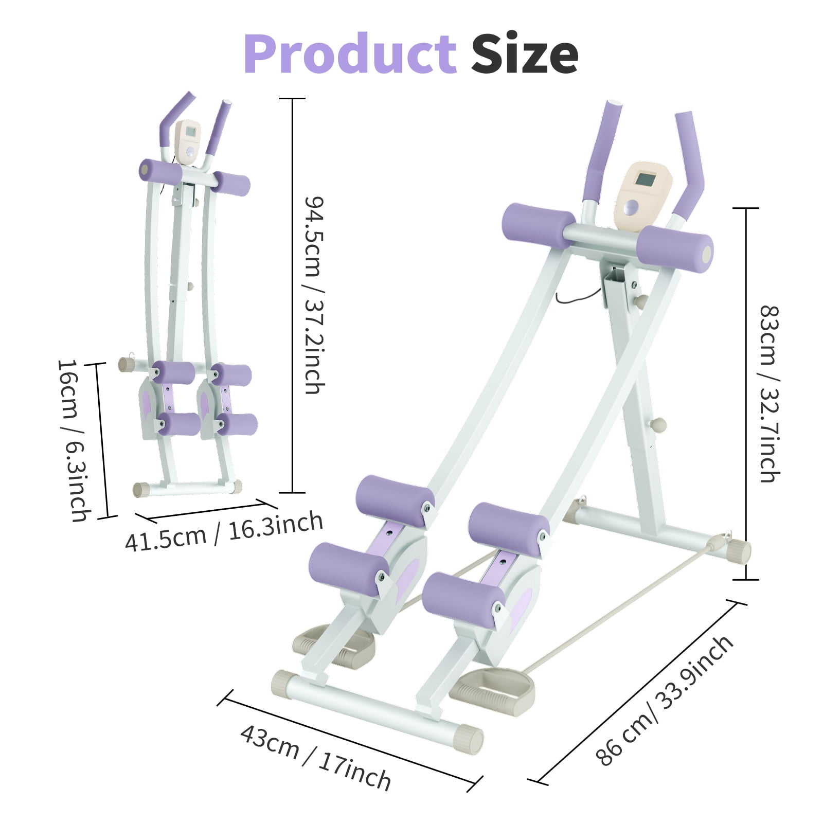 Foldable Ab Machine, 440lb Capacity Home Gym Fitness Ab Trainer Dual-track for Effective Core Workouts, Ab Cruncher Fitness Trainer