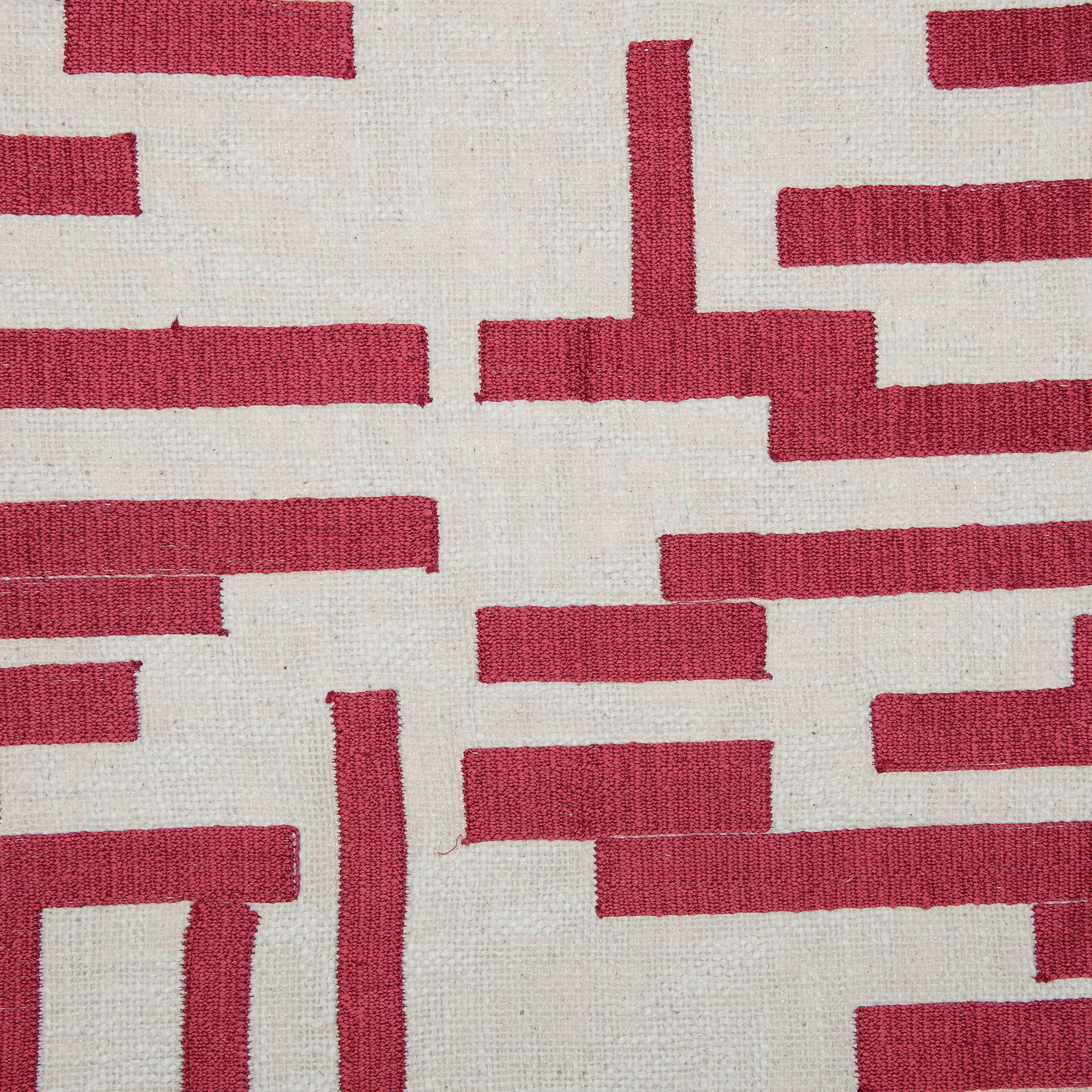 Ox Bay and Stacy Garcia 20" x 20" Red/Ivory Geometric Embroidered Cotton Blend Adult Decorative Feather Filled Pillow