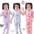 thumbnail image 2 of Sanrios Bubble Kid pijamas Kawaii con chicas de Anime cuello cuadrado mangas cortas lindo MyMelody Kuromi Cinnamoroll conjuntos de ropa de descanso de dibujos animados, 2 of 4