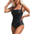 thumbnail image 4 of Sociala Square Neck Tummy Control Swimwear for Womens Backless One Piece Swimsuit, 4 of 5
