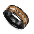 thumbnail image 2 of JQUEEN Black Tungsten Ring for Men Whiskey Barrel Wood Deer Antler Center Inlay Wedding Band Flat Edge Comfort Fit Size 7-12, 2 of 5