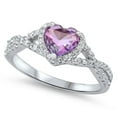 thumbnail image 4 of CHOOSE YOUR COLOR Purple Ombre Heart Love Ring .925 Sterling Silver Band CZ Female Size 9, 4 of 4