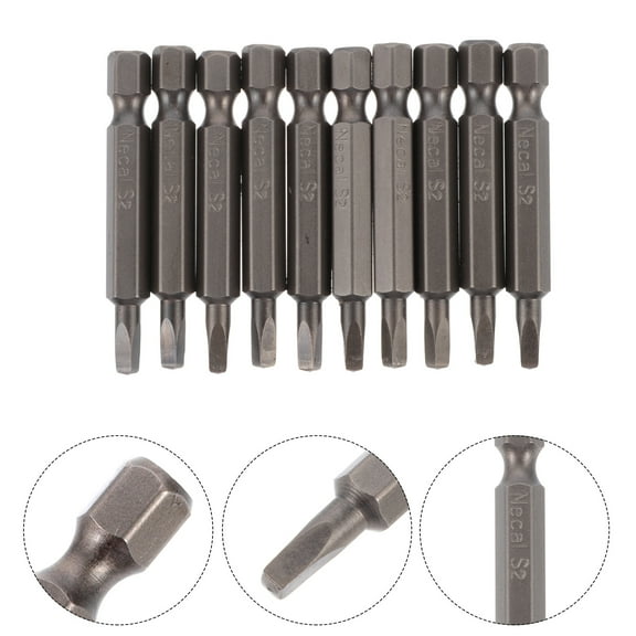 WASHWEPE 10Pack Steel Screw Bits for Electric Drills and Air Drills Grey Square Head