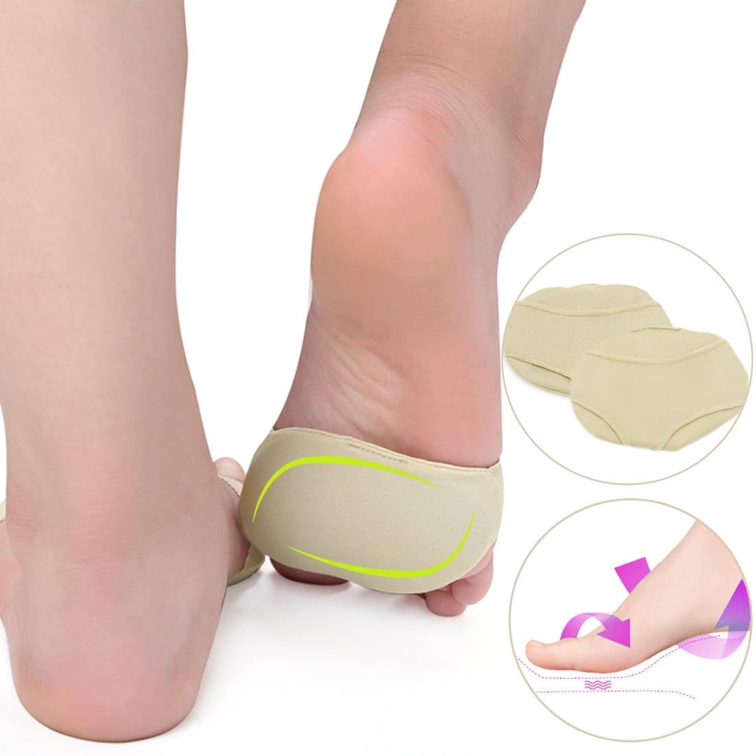 Pair Fabric Gel Ball of Foot Pads Insoles Metatarsal Cushion Pad Sore