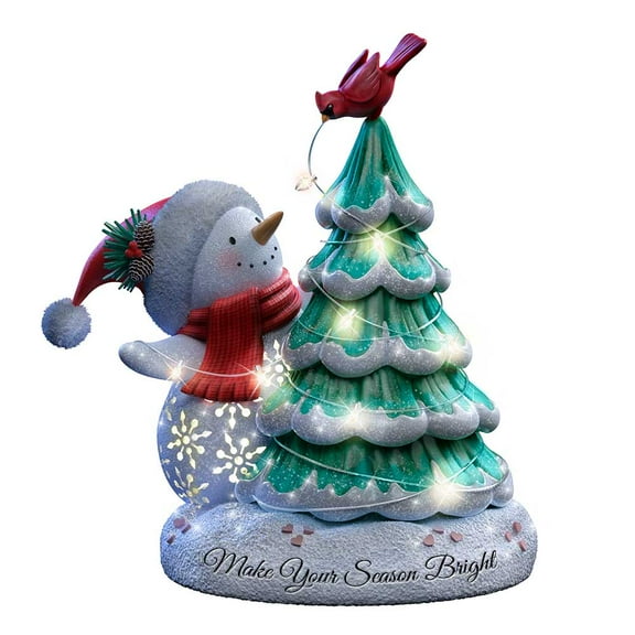 The Bradford Exchange Make Your Season Bright Sparkle Delights Illuminated Snowman Sculptures Christmas Decoration 7 to 8-inches