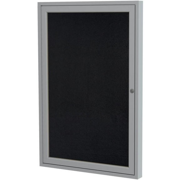 Ghent's 36" x 30" 1 Door Enclosed Rubber Bulletin Board in Black