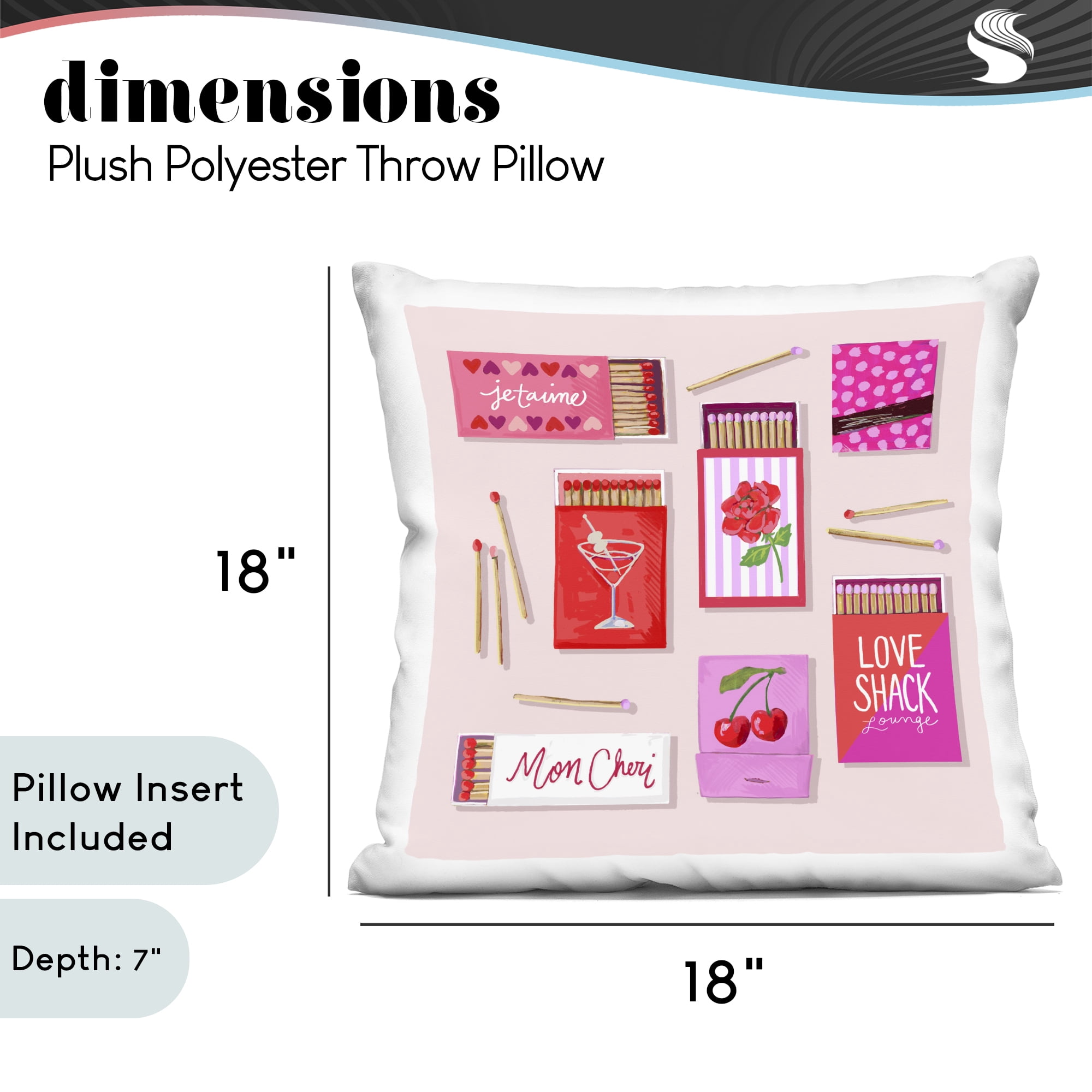 Stupell Industries Je T'aime Matchbox Set Decorative Printed Throw Pillow, design by Rachael Reese, 18 x 7 x 18