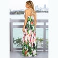 thumbnail image 3 of Anbech Boho Deep V-Neck Women Sling Dress Floral Printed High Waiste Beach Long Flowy Dresses, 3 of 6