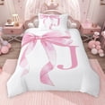 thumbnail image 2 of Erosebridal Girls Pink Bow Twin Bedding, J Letter Duvet Cover Set, Princess Style Bedroom Decor, Pink Reversible 2 Pieces, 1 Duvet Cover and 1 Pillowcase (No Comforter), 2 of 6