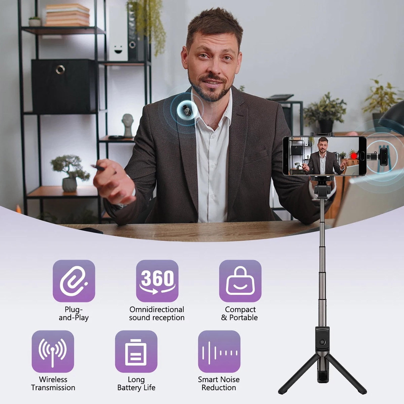 ARCADORA Type-C 2.4G Wireless Lavalier Microphone 2 Transmitters Low Delay For Video Recording Live Streaming Content Creation