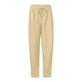 thumbnail image 5 of Knosfe Women’s Fleece Lined Sweatpants Baggy Wide Straight Leg Pants Khaki L, 5 of 6