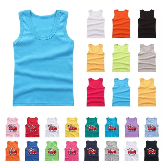 Bovxnpu Summer Girls Top, Toddler Girls Cotton Tank Top, Girls Children Inner Layer T-shirt Base Shirt Top Round-Neck Camisoles Summer Top Tees 11 Years