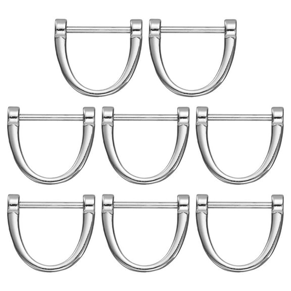 Uxcell 8 Pcs D-Rings Screw in Shackle Horseshoe 1 Inch Metal U Shape D Ring for Purse Bags DIY Crafts Keychains Accessories, Silver