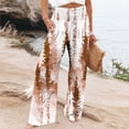 thumbnail image 2 of Women's Palazzo Pants Floral Printed Straight Wide Leg Slacks Elastic Waist Dressy Casual Pants with Pockets (L, Multicolor 1), 2 of 5