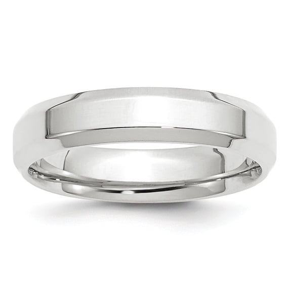 Solid 14k White Gold 5mm Bevel Edge Comfort Fit Men's Wedding Band Ring Size 12.5