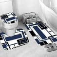 thumbnail image 4 of 4 Pcs Blue Geometric Shower Curtain Sets with Rugs Blue Bathroom Sets with Shower Curtain and Rugs Modern Bathroom Curtains Shower Set with Toilet Lid Cover for Bathroom Decor Accessories, 4 of 14