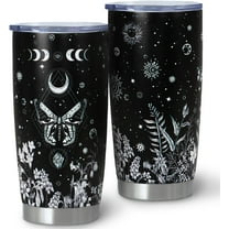 Goth Tumbler with Lid and Straw, 20oz Insulated Gothic Butterfly Tumbler, Witchy Stuff, Butterfly Coffee Mug, Halloween Gifts for Women, Reusable black Stainless Steel Tumbler Cups