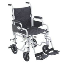 Drive Medical Poly Fly Light Weight Transport Chair Wheelchair with Swing away Footrests, 18" Seat