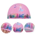 thumbnail image 3 of Gorro de natación de poliéster de dibujos animados de sirena rosa de 1 pieza, 3 of 6