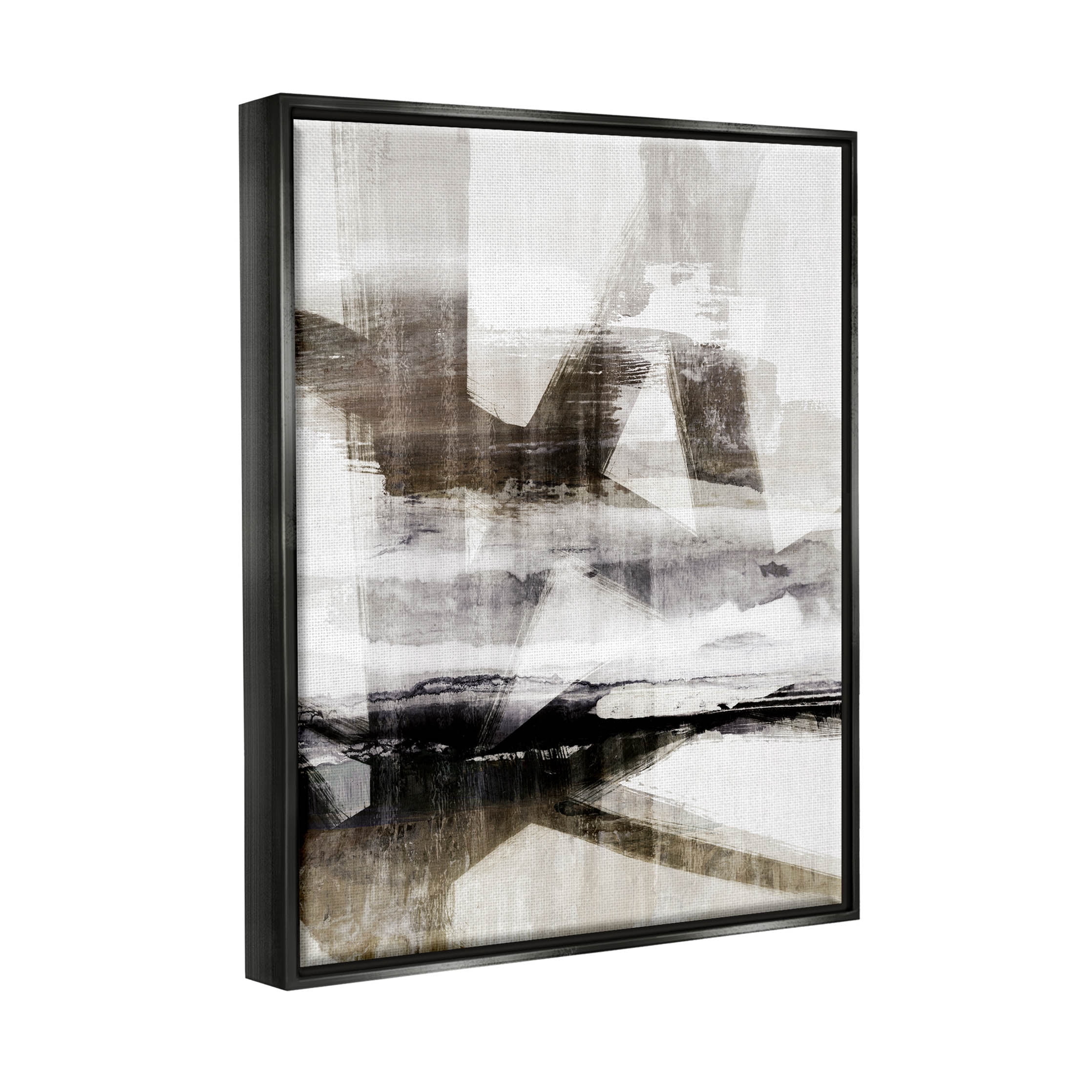Stupell Industries Abstract Black Streaks Layered Lines Graphic Art Jet Black Floating Framed Canvas Print Wall Art, Design by Nina Blue