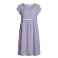 thumbnail image 5 of YuXingFu Womens 100% Cotton Dresses Maxi Crew Neck Plus Size Womens Dress Short Sleeve Solid Color Long Casual Summer Purple XXL, 5 of 9
