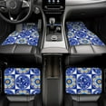 thumbnail image 6 of ZICANCN Waterproof Car Floor Mats Full Set, Vintage Floral Blue Checkered Automotive Carpet Mats for Vehicle Trucks Suv, 4 Pieces, 6 of 6