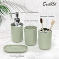 thumbnail image 3 of CERBIOR Bathroom Accessories Set 6 Piece Bath Ensemble Includes Soap Dispenser, Toothbrush Holder, Toothbrush Cup, Soap Dish for Decorative Countertop and Housewarming Gift (Green), 3 of 14