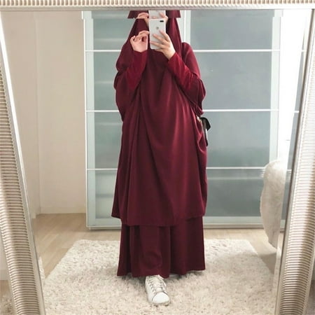 

Women s Casual Solid Robe Abaya Arab Kaftan Robe Two-piece Robe