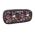 thumbnail image 2 of Picia Peace Love and Dove Flower Power Pattern Large Capacity PU Leather Pencil Case Organizer Pen Marker Holder Double Zipper Storage Bag Big Pencil Pouch for College Office, 2 of 6