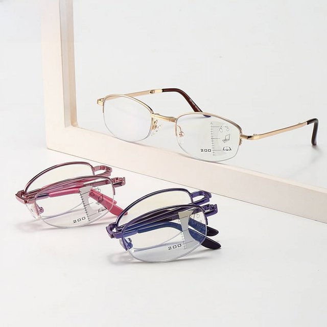Anteojos de presbicia con zoom inteligente, portátiles, plegables y antiluz azul, con aumento interno progresivo, multifocales, de doble propósito para cerca y lejos, para hombres y mujeres