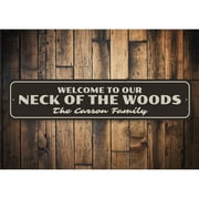 Welcome to Our Neck of the Woods Novelty Decor, Metal Wall Sign - 4x18 Inches