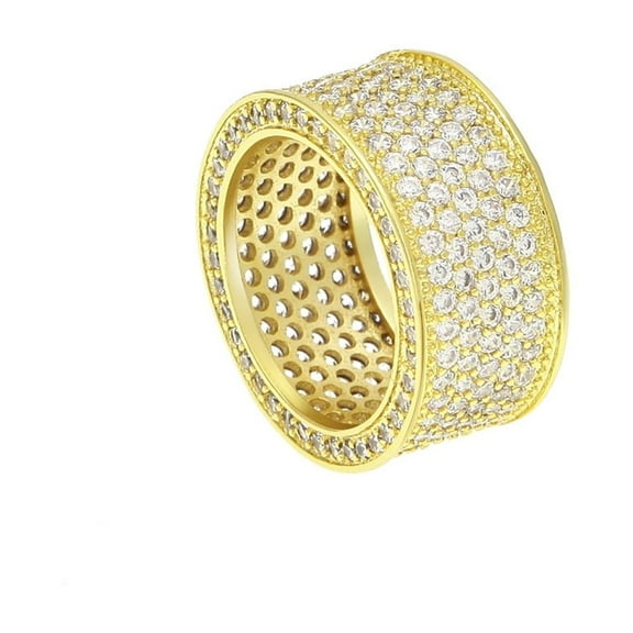 Luxury Wide Promise Rings for Men's And Women Pull Paved CZ Sparkling Wedding Bands Rings Silver Color/Gold Color 14K Yellow Gold Fashion Jewelry