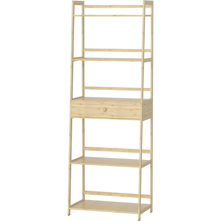 

WTZ Home Open 5 Tiers Free Standing Storage shelf with Drawers Bamboo Flower Stand Rustic Natural
