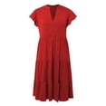 thumbnail image 4 of asddcavvf Robes pour Femmes Robe Midi d'Été à Manches à Volants Col en V Mode 2024 Coupe Décontractée, 4 of 4