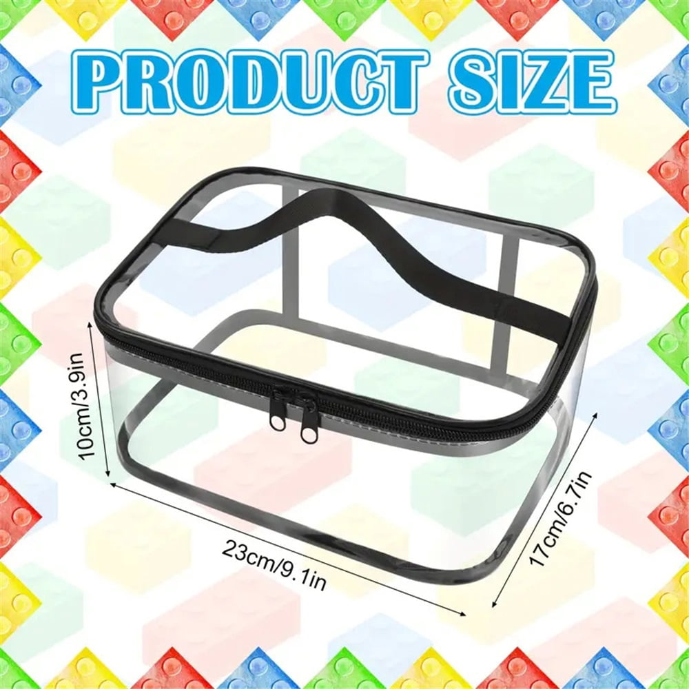 4 Packs Clear Toy Storage Bags, PVC Waterproof Toy Organizer with Zip Reusable Bags for Building Blocks, Board Game, Puzzles, Kids Books, Stationery