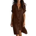 thumbnail image 3 of Noric Women's Collared Short Sleeve Midi Shirt Dresses Button Front Loose Fit Casual Solid Cover Up Dresses for Beach Vacation Daily, 3 of 6