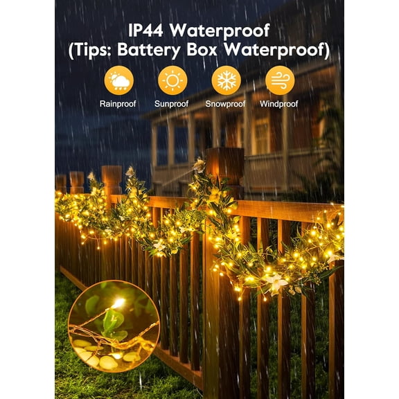 2-Pack Battery-Operated Fairy String Lights, 5Ft 60 LED Copper Wire Twinkle Lights with Remote — Perfect for Bedroom, Wedding, Wreaths & Jars, Warm White