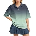 thumbnail image 1 of Sewkxo Women's Rugby Shirt Gradient Color Polo T-Shirts Oversized Short Sleeve Lapel V Neck Tee Summer Pullover Tops,Mint Green 2XL, 1 of 6