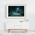 thumbnail image 5 of Snowy Night, West Philly - Philadelphia Pennsylvania Photography Snow Winter Night Sky City Street Photography Moody Nightlife Oak Framed Wall Art Print 12 x 18 inches, 5 of 6