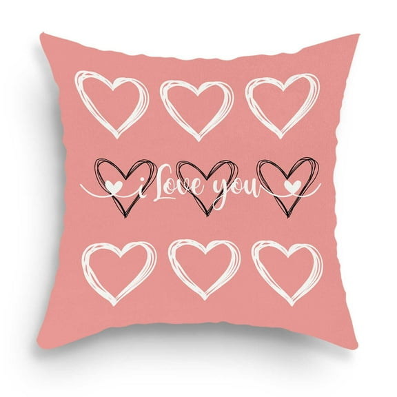 KCEHTA Valentines Day Pillow Covers 18x18 inch Valentines Day Pillow Cases, Heart Decorative Throw Pillow Covers for Couch Bed Sofa, Anniversary Wedding Birthday Valentines Day Decorations