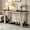 Black+Silver + Tempered Glass+Sheet Metal + Modern-2, variant on AUU 55" Gold & Black Mirrored Console Table with Double-Tier Storage – Modern Entryway Accent Table for Living Room, Hallway, or Foyer
