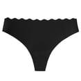 thumbnail image 3 of Womens Seamless Thongs Underwear No Show Thong Scallop Edge Wave-waisted Invisible Panties Sexy Heart Cutout Briefs for Ladies Black L, 3 of 4