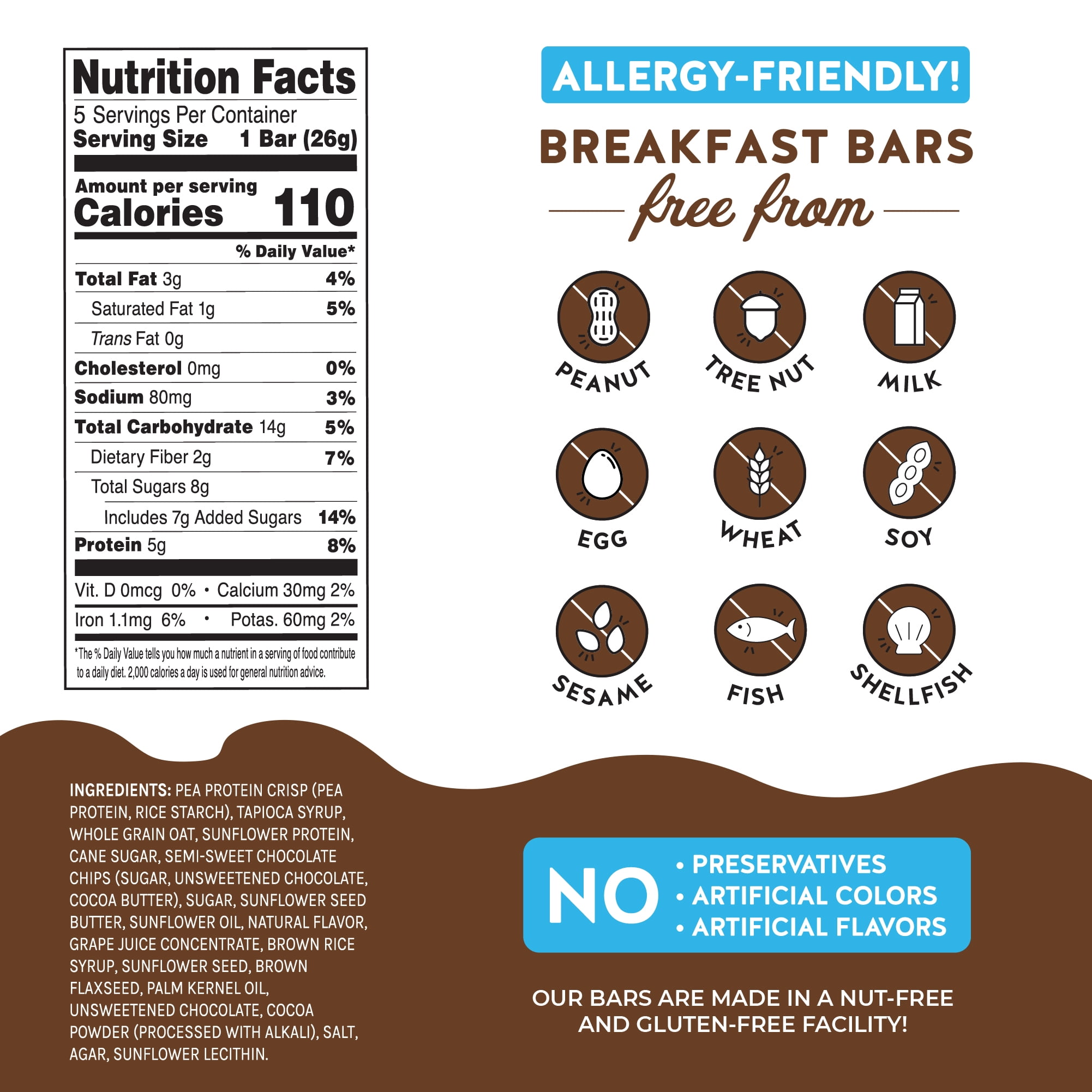Blake’s Seed Based Breakfast Bars with Protein — Chocolate Chip 5ct, Top 9 Allergen Free